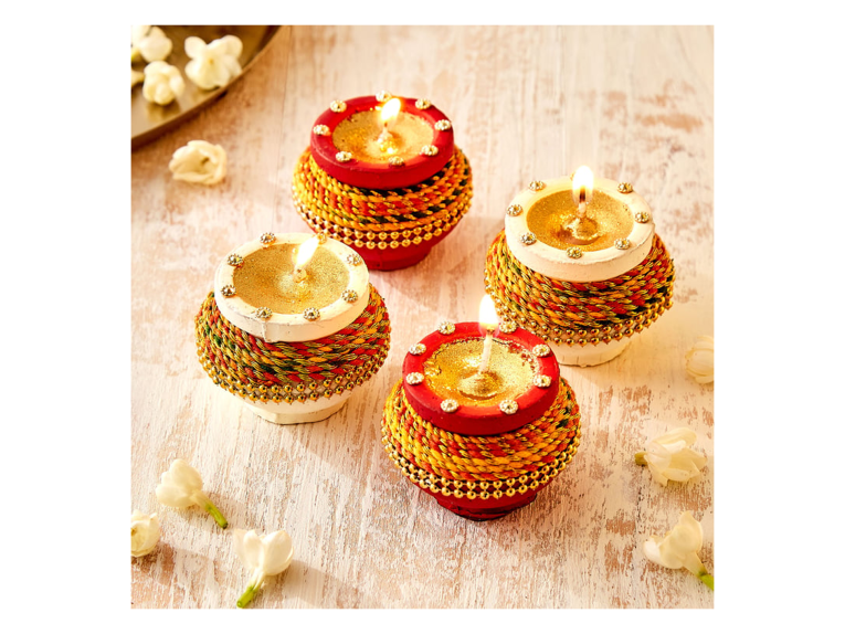 Clay Diya Decorative Matki 4pc - Megh