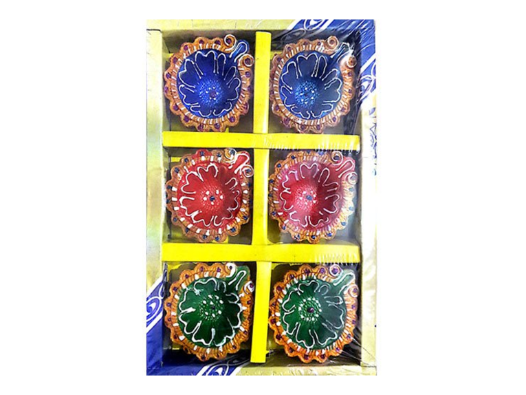 Clay Diya Decorative - Wax Single Color 6pc - Megh