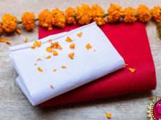 Pooja Cloth Cotton Red/white - Megh